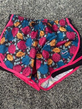 Nike Women’s Floral Athletic Shorts - Pink, Blue & Gold